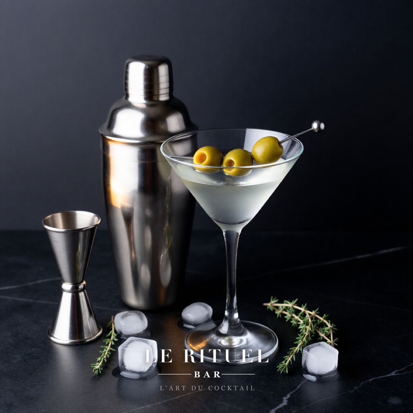 Cocktail martini et olives, Le Rituel Bar