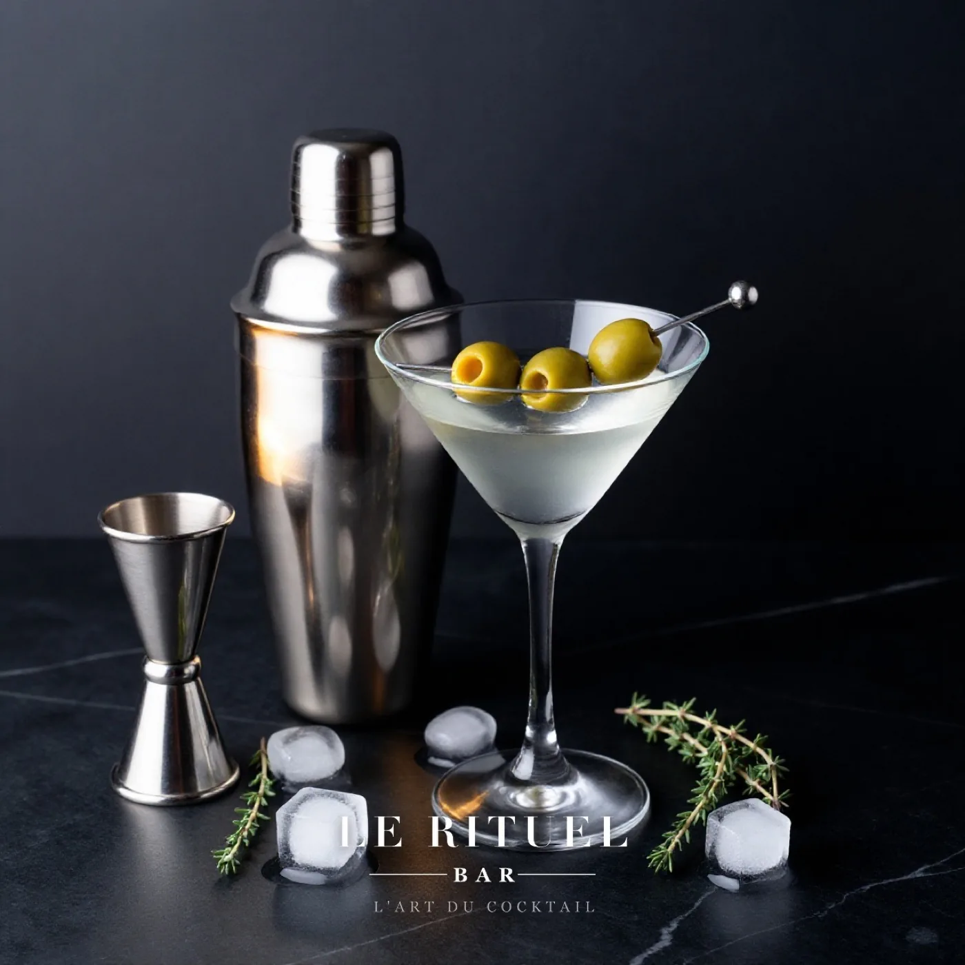 Cocktail martini et olives, Le Rituel Bar